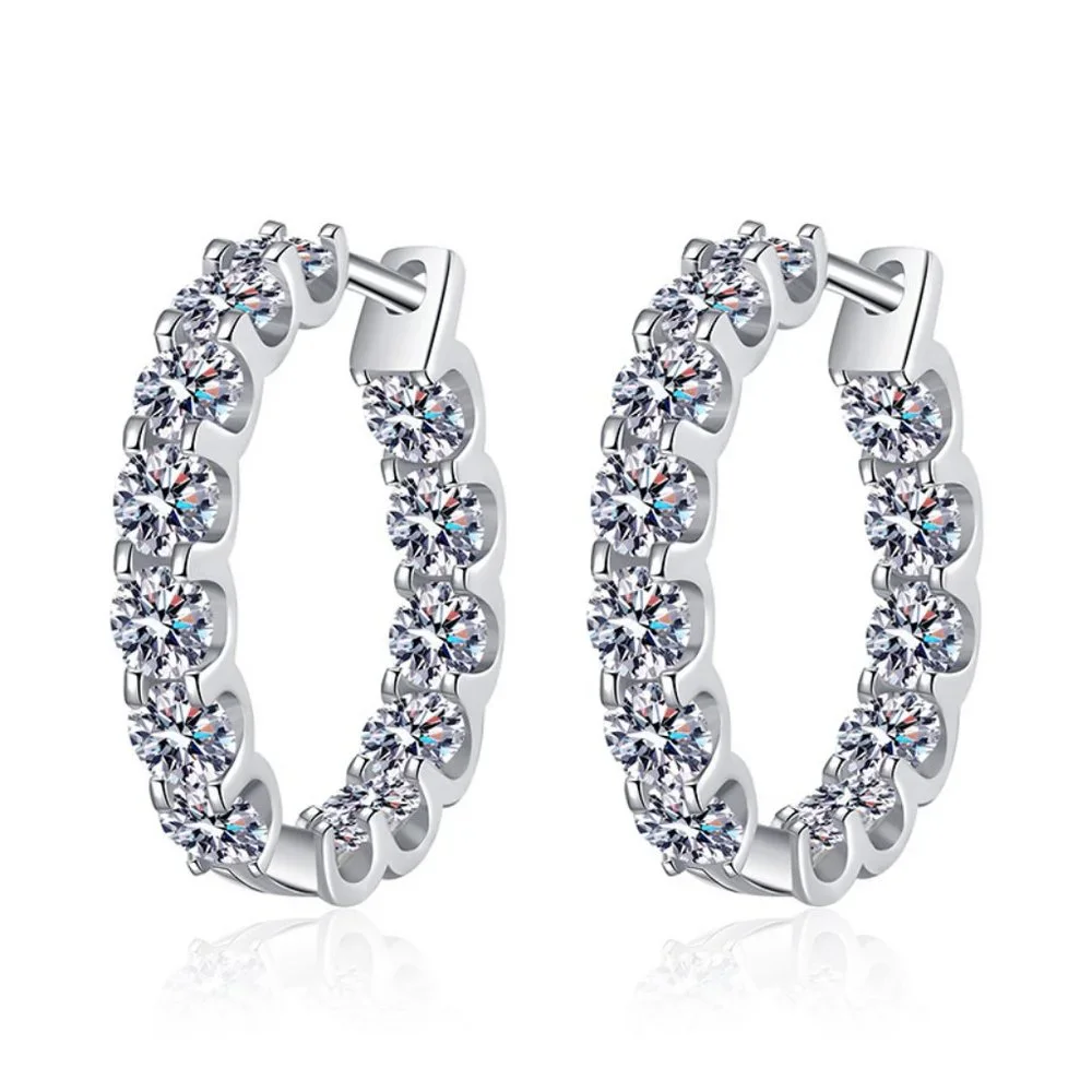 Certified 2.6 ct. t.w. Moissanite Diamond Inside Out Hoop Earrings NEW